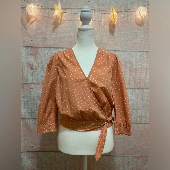 Madewell Wrap Top in Star Scatter in Peach Size XS - Picture 5 of 7